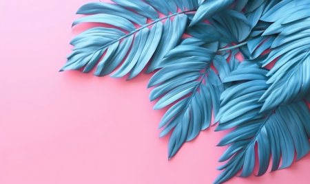 Background with tropical leaves palm and monsters. For banner, postcard, book illustration, card. Created with generative AI toolsの素材
