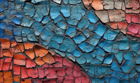 Texture of cracked paint. Dried oil paint color. For banner, postcard, book illustration, card. Created with generative AI toolsの素材