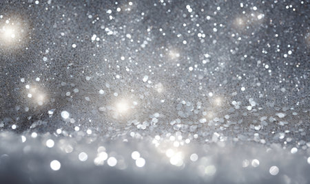 Mesmerizing white and silver sparkles creating a magical starlit scene. AI generative.の素材