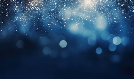 Brilliant fireworks against a wintry blue backdrop, capturing the magic of festive celebrations.の素材