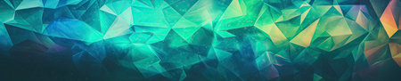 A mesmerizing array of colorful triangles creates a vibrant, kinetic abstract display. AI generative.の素材