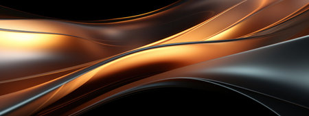 Abstract 3D of futuristic metal curves floating in space, showcasing modern design. AI generative.の素材