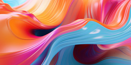 Mesmerizing 3D artwork with dynamic colors creating a visual depth and movement. AI generative.の素材