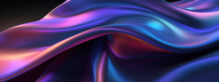 Surreal 3D depiction of a radiant, undulating holographic textile, exuding elegance. AI generative.の素材