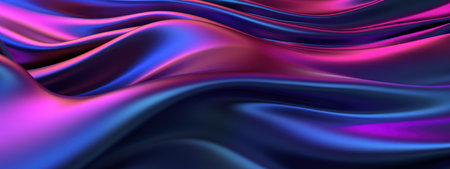Surreal 3D depiction of a radiant, undulating holographic textile, exuding elegance. AI generative.の素材