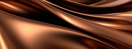 Stunning 3D render of a flowing metallic bronze fabric, capturing light and shadow. AI generative.の素材