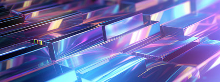 Futuristic hologram cube pattern with dynamic reflections. AI generative.の素材