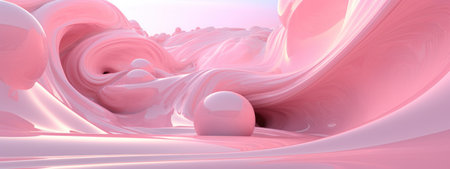 3D of geometric shapes in varying shades of pink, creating a layered visual experience. AI generative.の素材