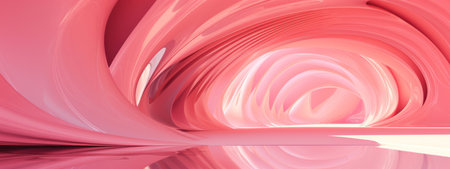 Dreamlike 3D visualization of flowing pink shapes, creating a sense of depth and movement. AI generative.の素材