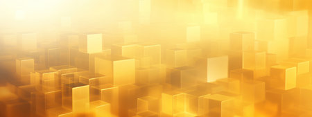 Vibrant yellow geometric patterns forming a dynamic abstract background. AI generative.の素材