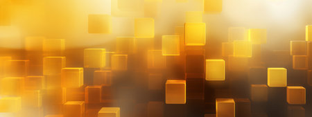 Vibrant yellow geometric patterns forming a dynamic abstract background. AI generative.の素材