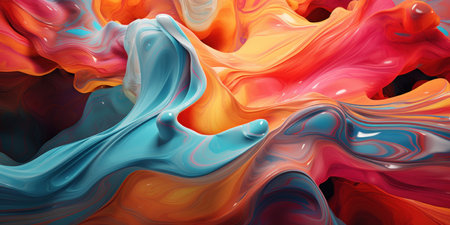 Dynamic 3D extrusion showcasing a vibrant abstract pattern with depth and texture. AI generative.の素材
