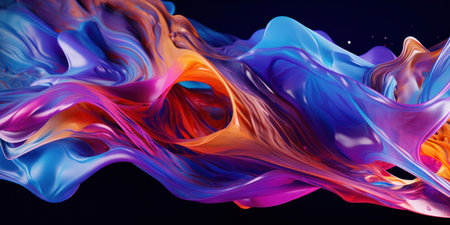 Dynamic 3D extrusion showcasing a vibrant abstract pattern with depth and texture. AI generative.の素材