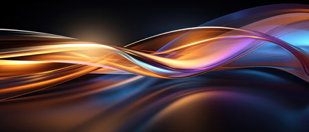 Glistening metallic lines forming an intricate abstract pattern on a dark backdrop. AI generative.の素材