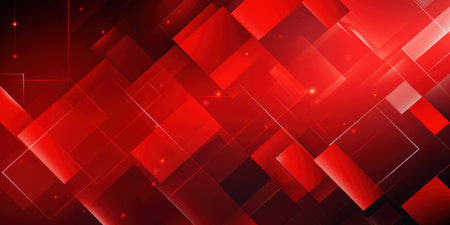 Luminous red abstract with layered geometric patterns and depth. AI generative.の素材