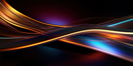 Glistening metallic lines forming an intricate abstract pattern on a dark backdrop. AI generative.の素材
