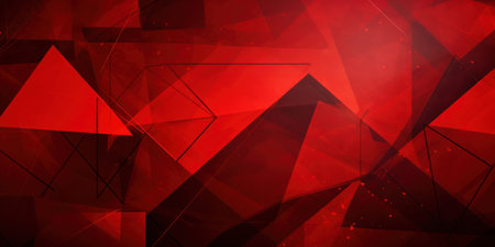 Luminous red abstract with layered geometric patterns and depth. AI generative.の素材