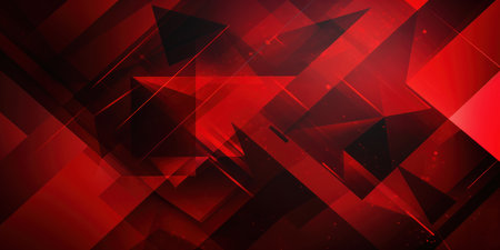 Luminous red abstract with layered geometric patterns and depth. AI generative.の素材