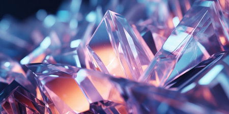 Intricate crystal formations captured in a soft-focus, evoking mystery and elegance. AI generative.の素材