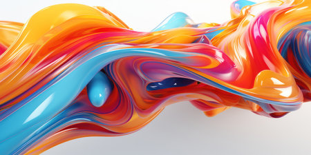A mesmerizing display of 3-D extruded liquid art, presenting a kaleidoscope of colors that defy the boundaries of abstract creativity. AI generative.の素材