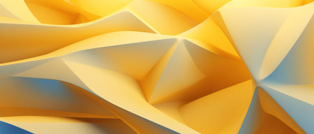 Soft geometric curves in light yellow, creating a smooth, minimalistic and trendy backdrop. AI generative.の素材