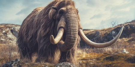 Majestic mammoth in natural habitat, prehistoric scene. AI generative.の素材