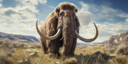Majestic mammoth in natural habitat, prehistoric scene. AI generative.の素材