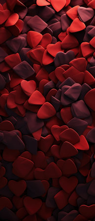 Cluster of red hearts emotive composition. AI generative.の素材