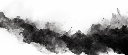 Monochrome abstract painting showing a fusion of sharp marks and soft blurs, creating a striking contrast. This watercolor design on canvas blends artistic creativity with contemporary flair, ideal for modern wallpapers or decorative backdrops.の素材