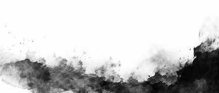 Monochrome abstract painting showing a fusion of sharp marks and soft blurs, creating a striking contrast. This watercolor design on canvas blends artistic creativity with contemporary flair, ideal for modern wallpapers or decorative backdrops.の素材