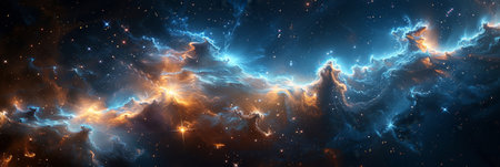 An intricate network of intense, glowing blue electricity arcing through a pitch-black space, resembling a scientific illustration of plasma.の素材