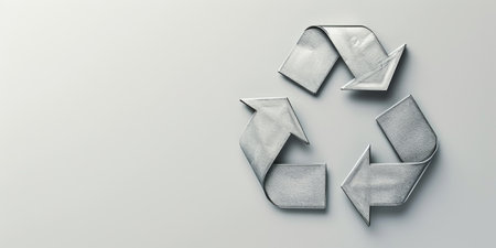 Recycling Symbol in Metallic Texture on a Gray Backgroundの素材