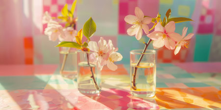 Pastel Serenade: Cherry Blossoms in a Kaleidoscope of Light.の素材