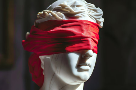 Conceptual Representation of Justice with Blindfolded Marble Statue.の素材