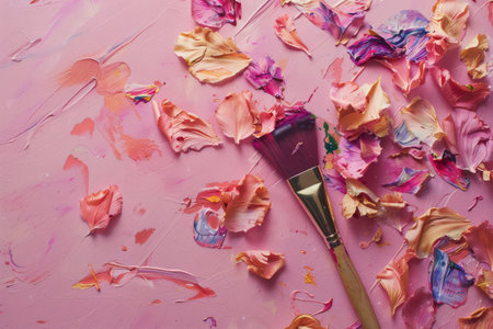 Artistic Canvas with Colorful Paint and Brush Strokes.の素材