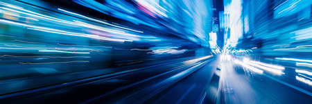 City Lights Blur in Dynamic Motion on Urban Road.の素材