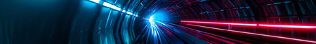 Hyperspace Tunnel with Electric Blue and Crimson Light Trails.の素材