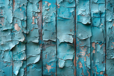 Textured Turquoise Painted Wall with Distressed Peeling Paint.の素材