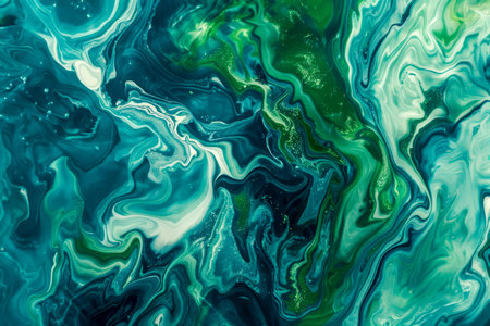 A green and blue swirl with a lot of texture.の素材