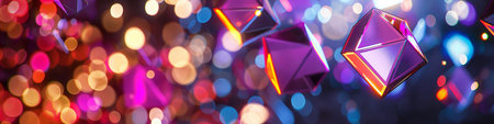 Abstract Colorful Geometric Shapes with Bokeh Lighting Background.の素材