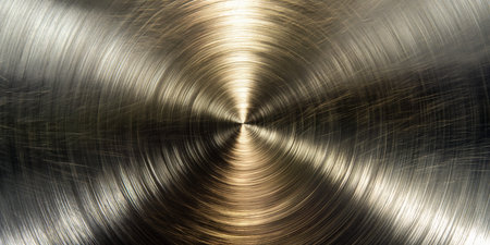 Abstract Circular Metallic Pattern Background with Concentric Lines and Texture.の素材