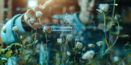 Futuristic Holographic Technology for Plant and Flower Analysis in Digital Gardening.の素材