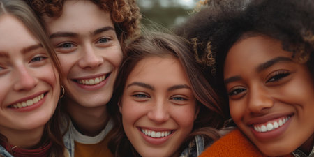 Smiling Diverse Friends Enjoying Outdoor Time Together.の素材