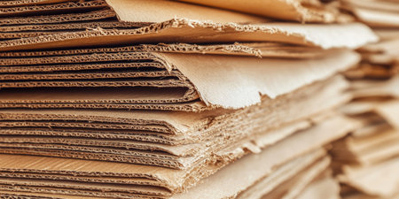 Stack of Corrugated Cardboard Sheets for Eco Friendly Packaging Solutions.の素材