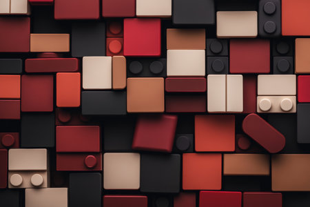 Colorful Abstract Block with Red, Black, and Beige Squares.の素材
