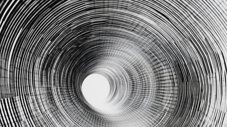 Abstract Black and White Spiral Pattern in Perspective View.の素材