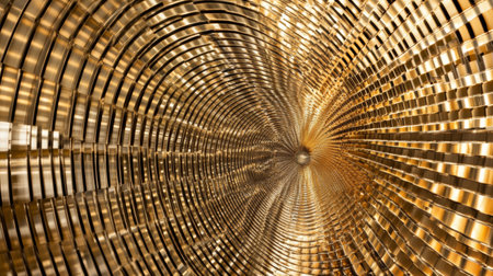 Abstract Gold Tunnel with Reflective Patterns and Endless Depth Perspective.の素材