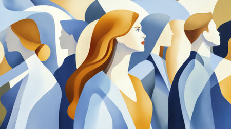 Abstract Diverse Silhouettes in Contemporary Art Style.の素材