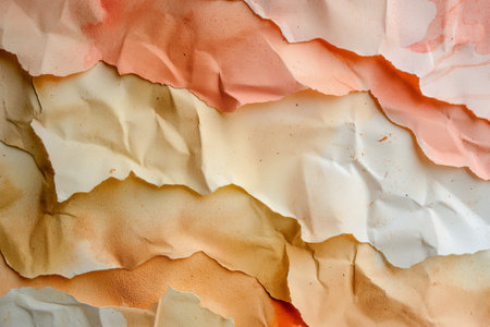 Abstract Crumpled Paper Texture in Earth Tones Background.の素材