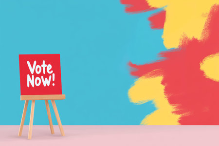 Colorful Voting Campaign Concept with Bold Sign on Easel.の素材